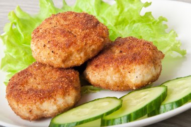 Chicken cutlet with vegetables clipart