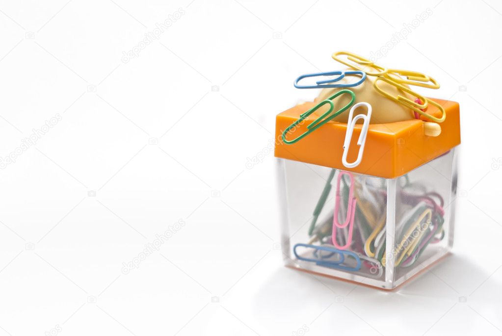 Colorful container for paper clips