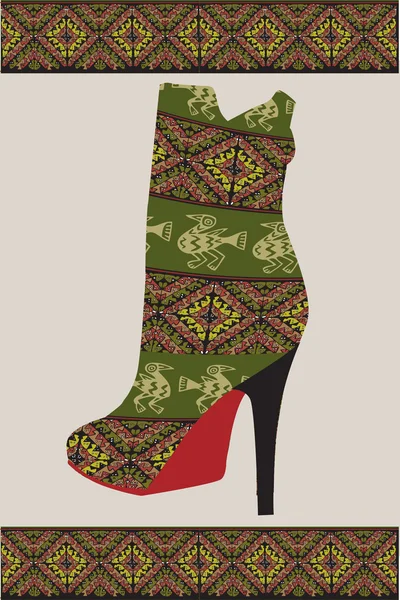 Sepatu Etnis Wanita, ilustrasi Vektor - Stok Vektor