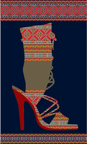 etnik kadın ayakkabı, vektör çizim