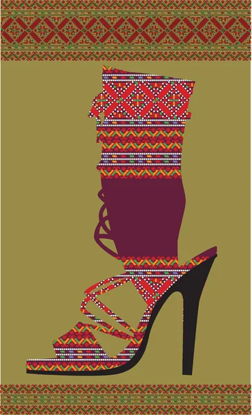 Sepatu Etnis Wanita, ilustrasi Vektor - Stok Vektor