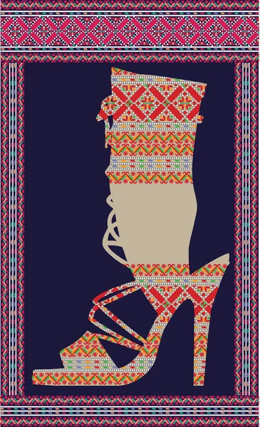 etnik kadın ayakkabı, vektör çizim
