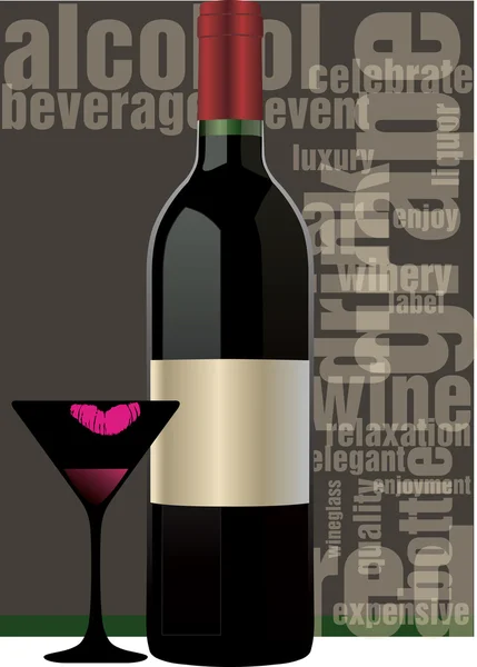 Bottiglia di vino rosso — Vettoriale Stock