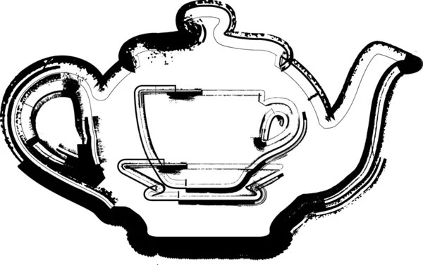 Čajník & Cup ilustrace — Stockový vektor