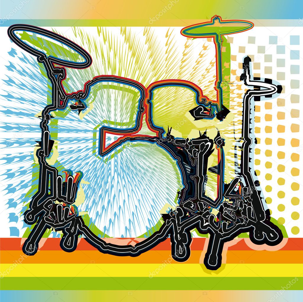 Illustration of a drum set. Vector illustration