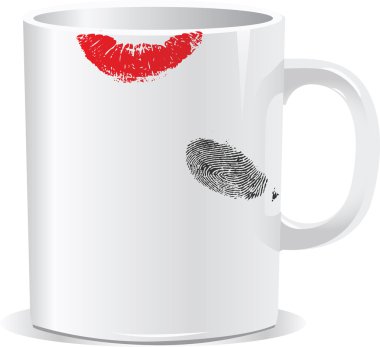 Coffee cup on white background with finger print clipart