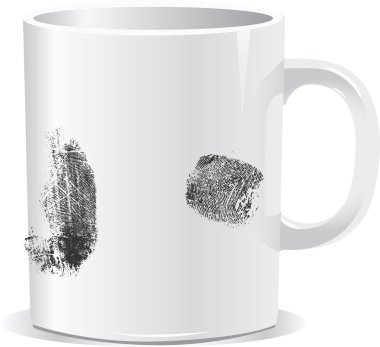 Coffee cup on white background with finger print clipart