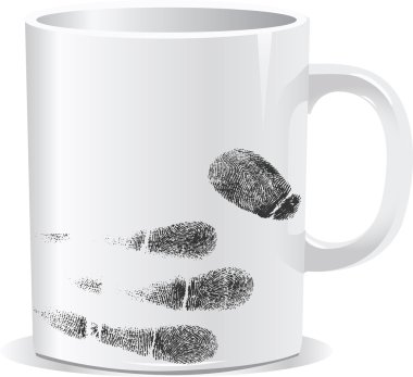 Coffee cup on white background with finger print clipart