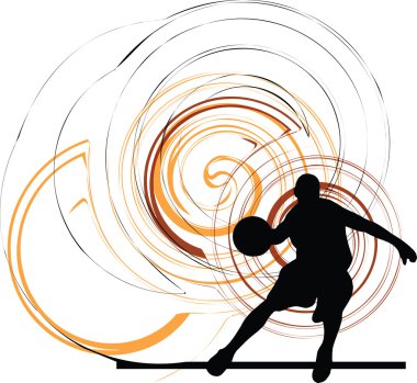 Basketball player in action. Vector illustration clipart