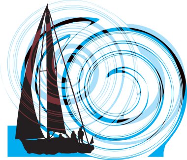 Sailing luxury yacht. Vector illustration clipart