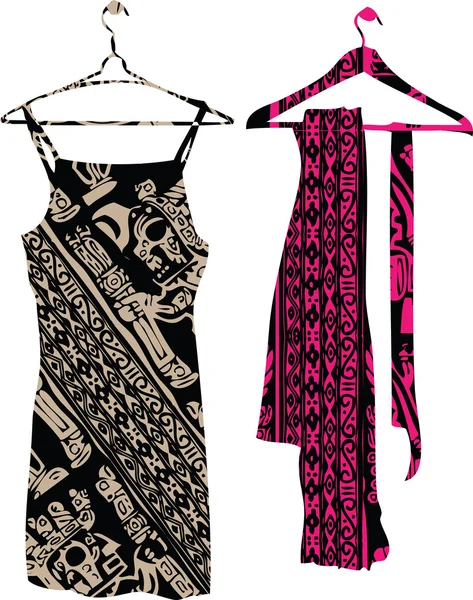 Abstract dresses & scarf illustration. Vector illustration — Stock Vector