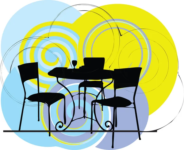 Tabel & stoelen illustratie — Stockvector