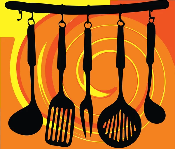 Rack d'ustensiles de cuisine — Image vectorielle