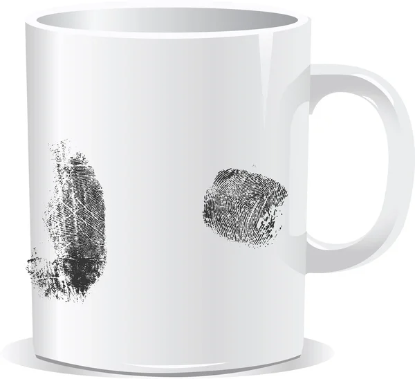 咖啡杯子用手指在白色背景上打印 — 图库矢量图片