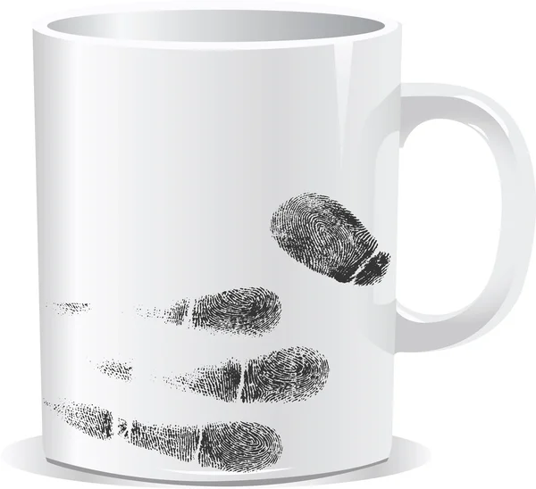 Šálek kávy na bílém pozadí s prstem tisk — Stockový vektor