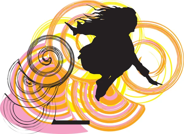 Donna che salta. Illustrazione vettoriale — Vettoriale Stock