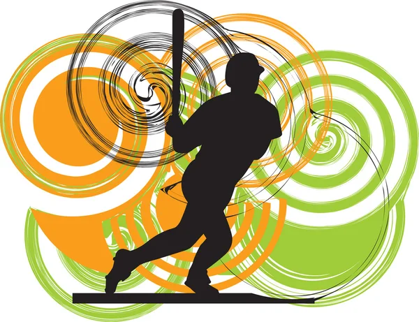 Baseball speler in actie. vectorillustratie — Stockvector