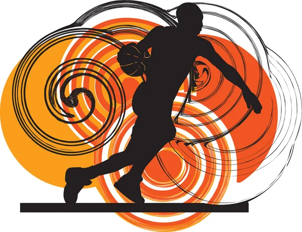 Basketball en action. Illustration vectorielle — Image vectorielle