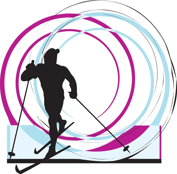 Esquí vector ilustración — Vector de stock