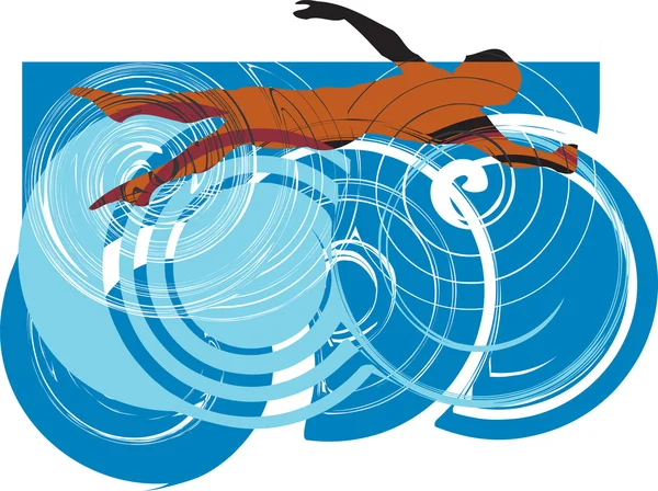 水泳の男。ベクトル イラスト — ストックベクタ