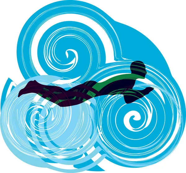 Человек плавает. Векторная иллюстрация — стоковый вектор
