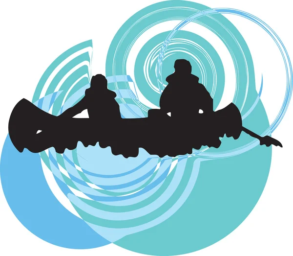 Kayak nel fiume. Illustrazione vettoriale — Vettoriale Stock