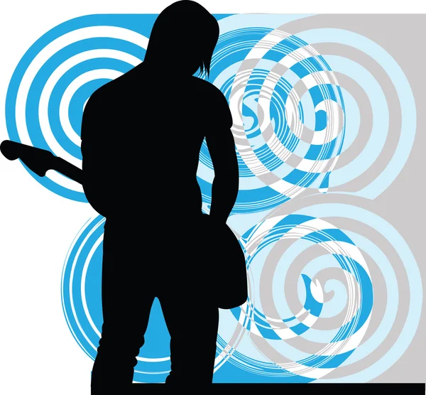 Hombre tocando la guitarra eléctrica. ilustración vectorial — Archivo Imágenes Vectoriales