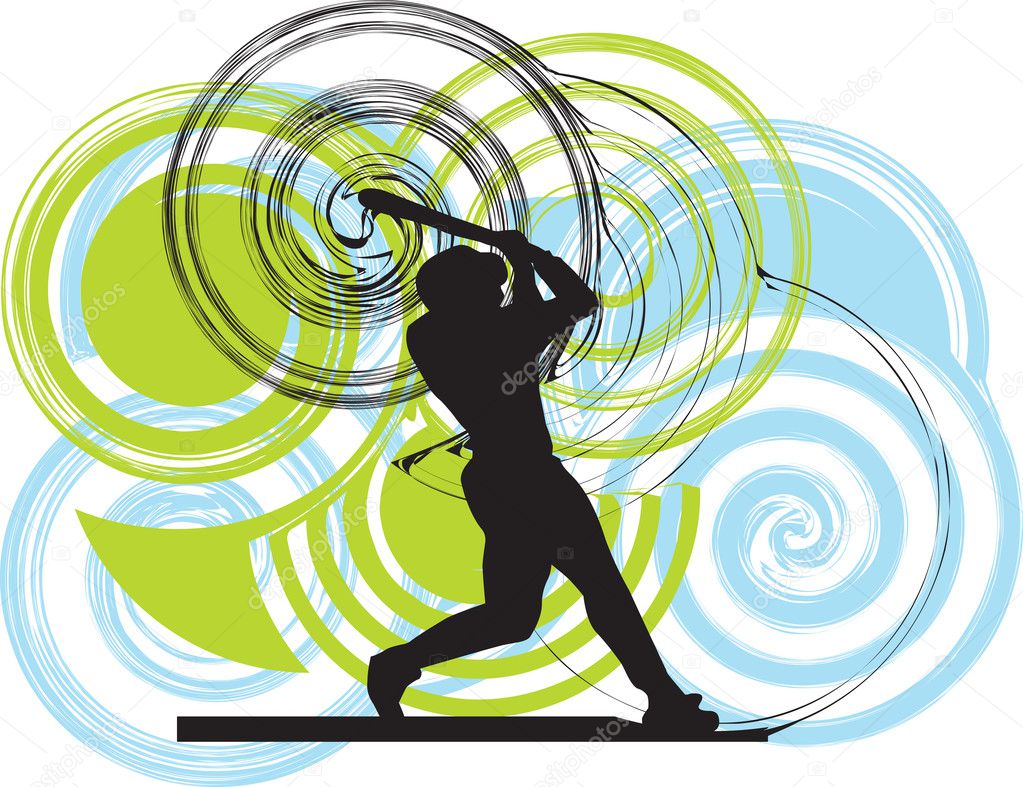 Baseball player in action. Vector illustration
