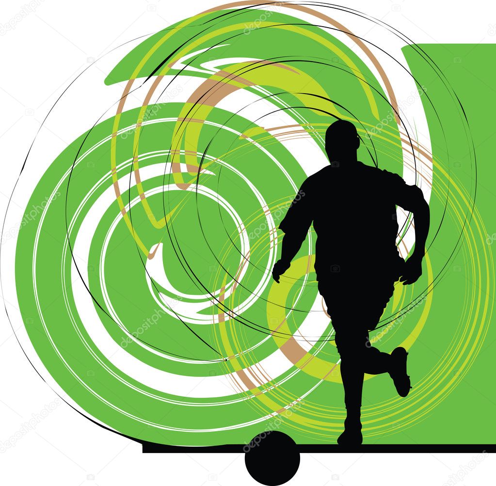 Football player in action. Vector illustration