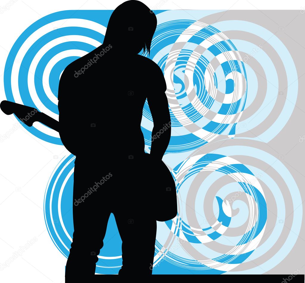 Man playing electrical guitar. vector illustration