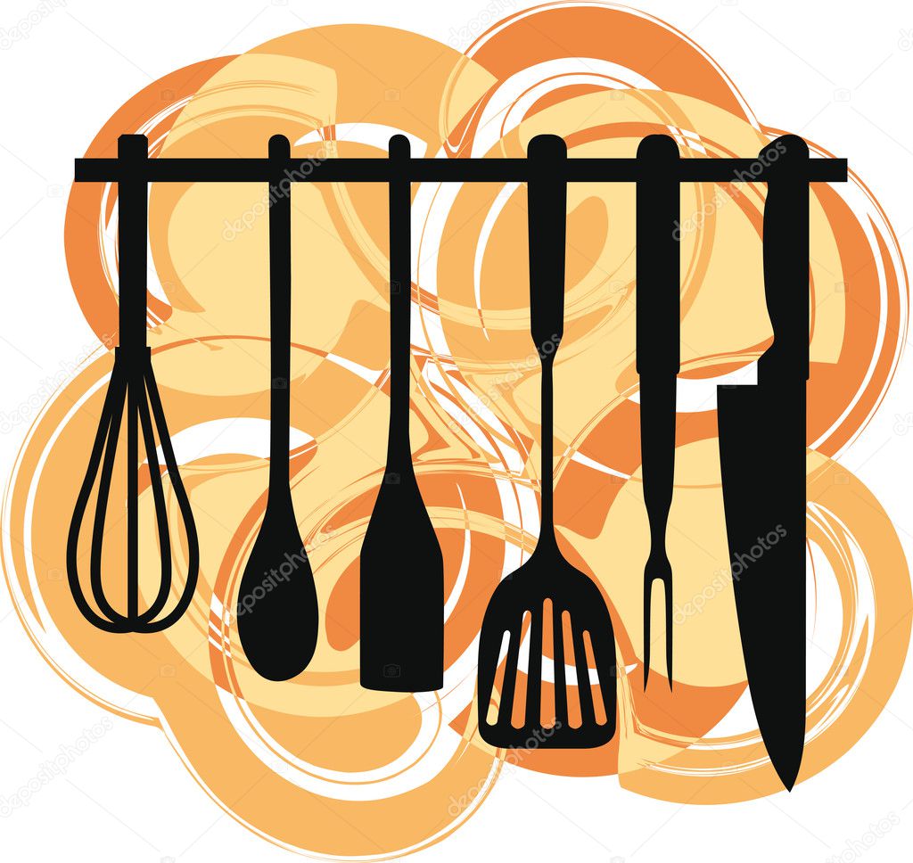 Rack of kitchen utensils