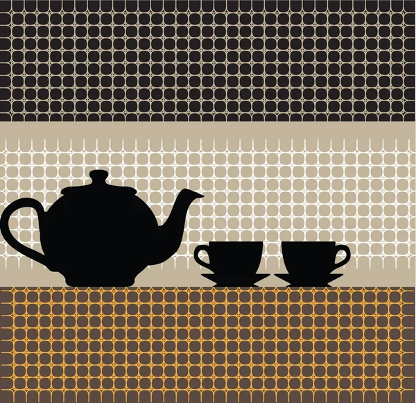 Théière et tasses illustration — Image vectorielle