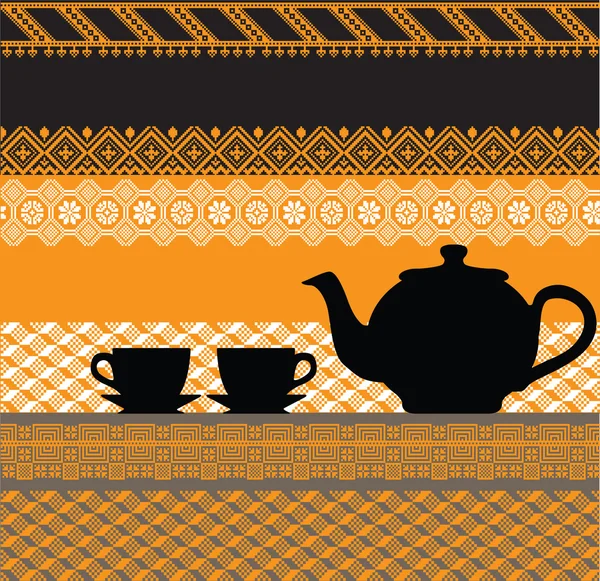 茶壶和杯子图 — 图库矢量图片