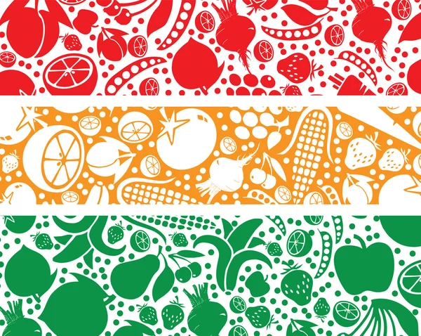 Fruits and vegetables pattern. Vector illustration — Stock Vector