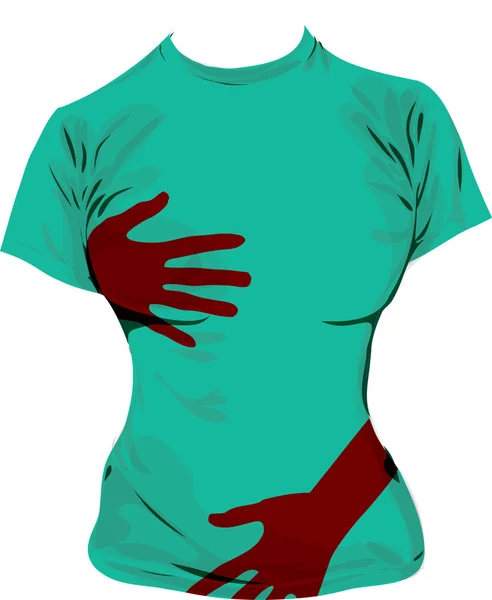 Hand afdrukken tee — Stockvector