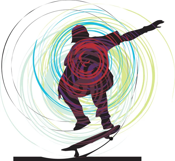 Ilustración del patinador. Ilustración vectorial — Vector de stock