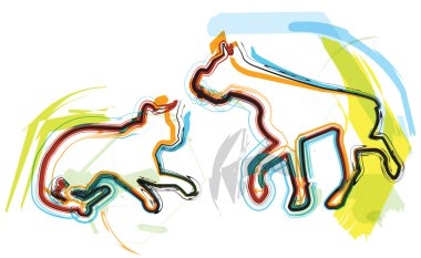 Cat & Dog, vector illustration clipart
