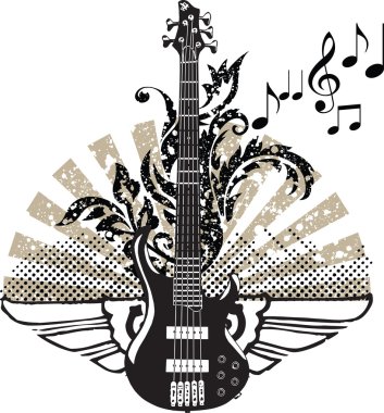 Electric guitar design. Vector illustration clipart