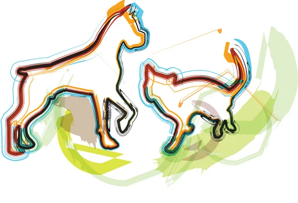 Kedi & köpek, vektör çizim — Stok Vektör