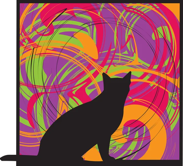 Кошка, векторная иллюстрация — стоковый вектор