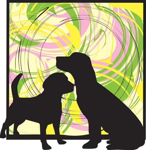 2 köpek, vektör çizim — Stok Vektör