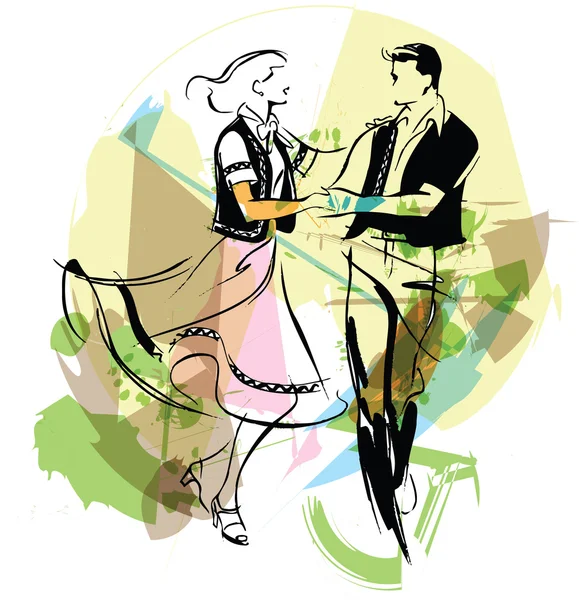 Ilustración de bailarines — Archivo Imágenes Vectoriales