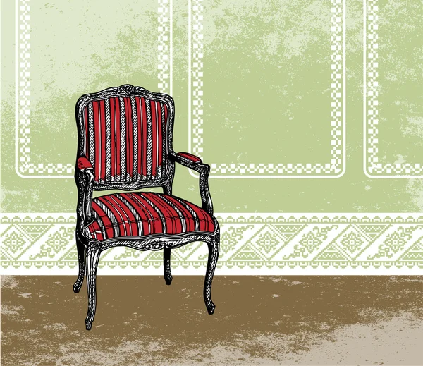 Escena de diseño interior con sillón. Ilustración vectorial — Vector de stock