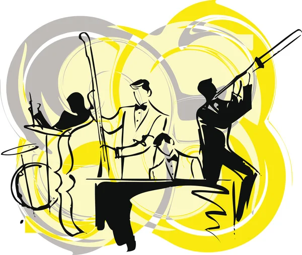 Ilustración de músicos tocando música clásica — Vector de stock