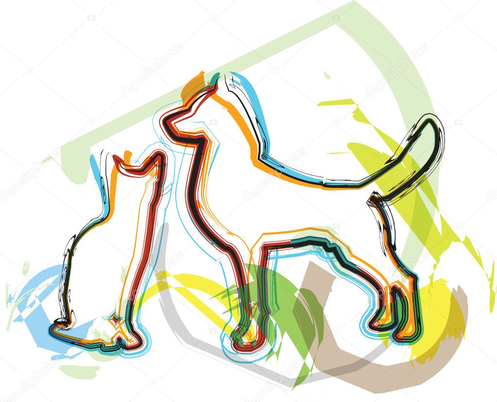 Cat & Dog, vector illustration