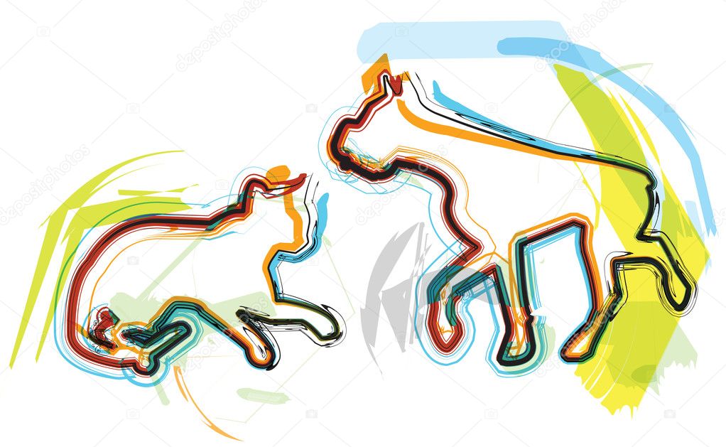 Cat & Dog, vector illustration