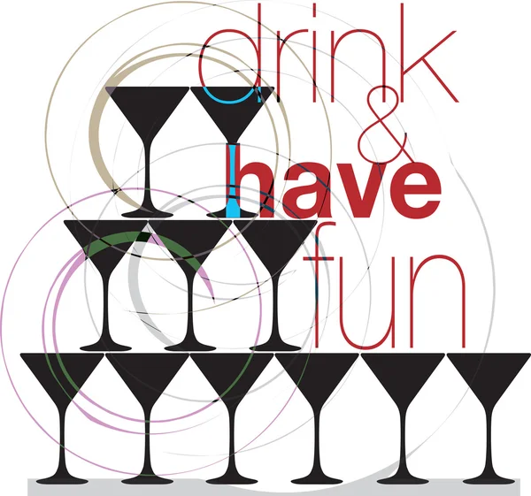 Drinken & plezier hebben. Vectorillustratie — Stockvector