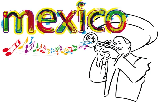 メキシコのマリアッチ。ベクトル図 — ストックベクタ