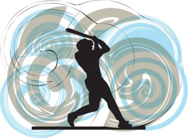 Baseball player in action. Vector illustration clipart