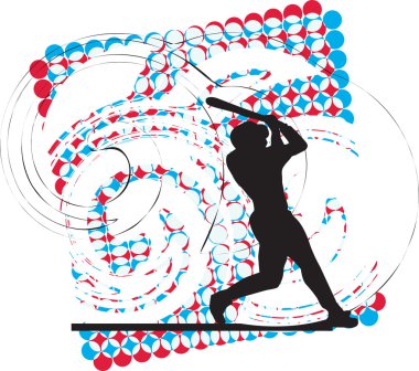 Baseball player in action. Vector illustration clipart